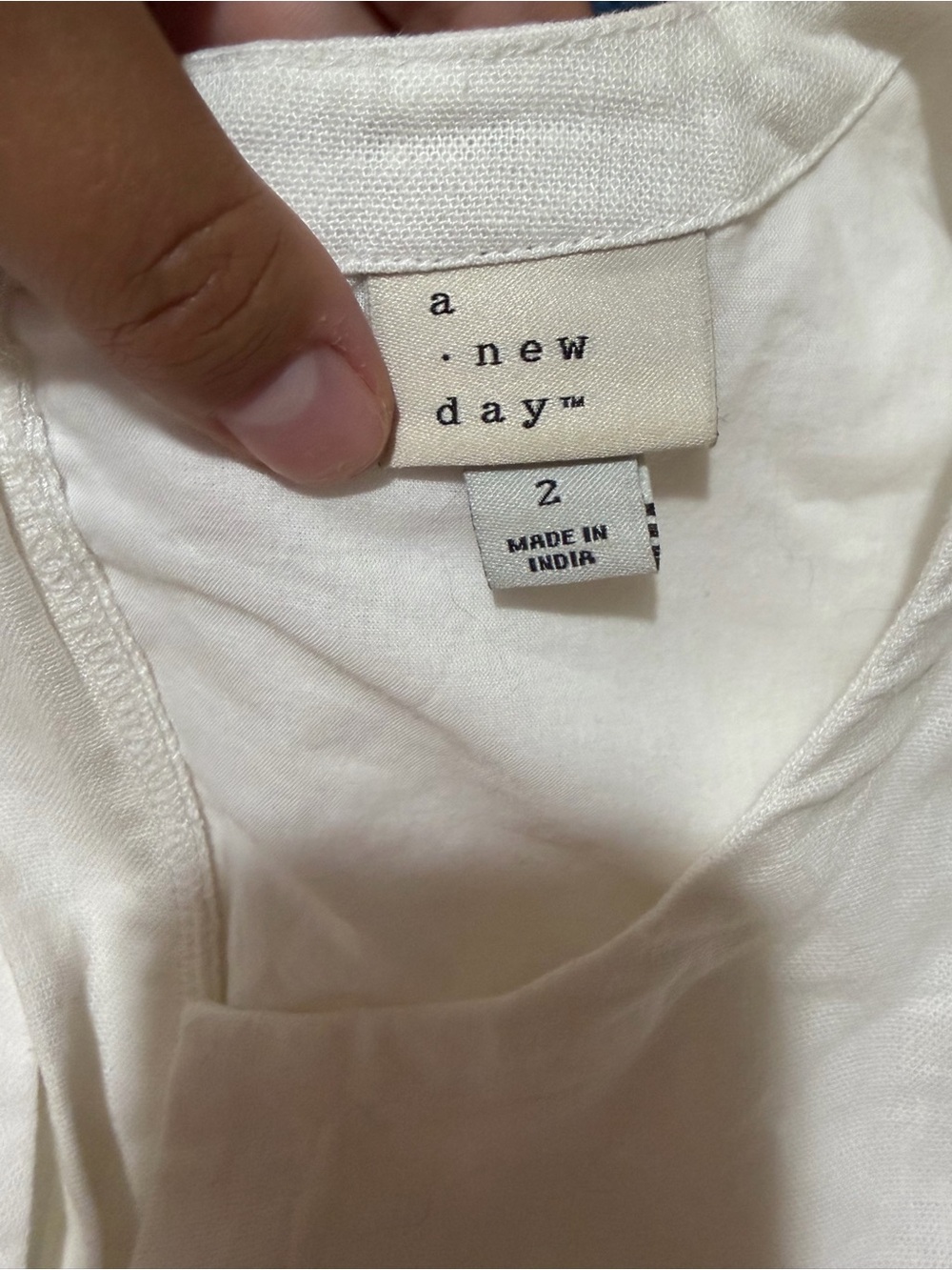 A New Day white cotton and linen dress with pockets, size 2 - Picture 3 of 4